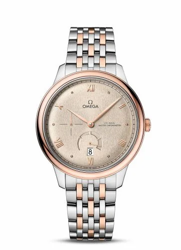 Omega De Ville Power Reserve Master Chronometer Stainless Steel - Sedna Gold / Beige / Bracelet 434.20.41.21.09.001 (43420412109001)